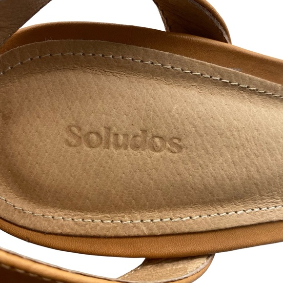 Soludos Shoes Lucia Heel Sandals Brown Leather Casual Peep Toe Buckle Size 9.5 - Picture 7 of 12